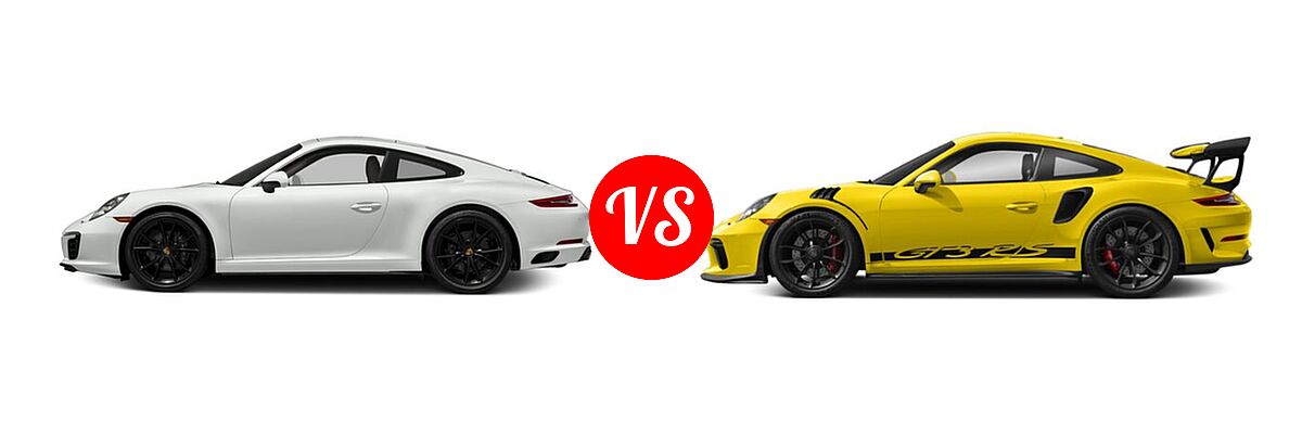 2018 Porsche 911 Coupe Carrera vs. 2019 Porsche 911 GT3 RS Coupe GT3 RS - Side Comparison