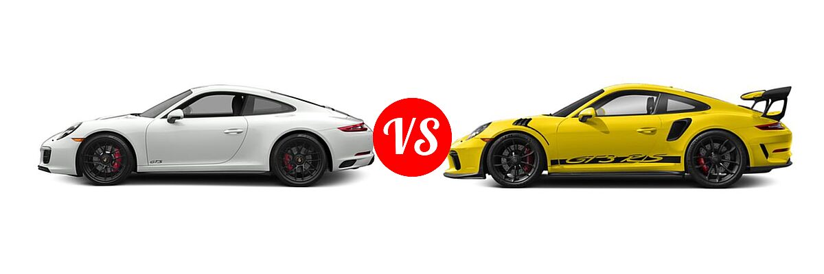 2018 Porsche 911 Coupe Carrera 4 GTS vs. 2019 Porsche 911 GT3 RS Coupe GT3 RS - Side Comparison