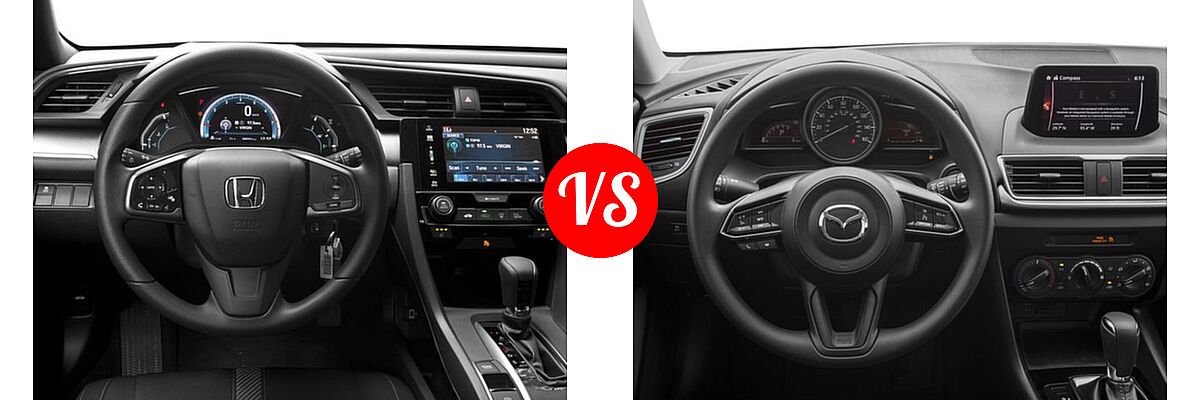 2017 Honda Civic Hatchback EX / EX-L Navi / LX vs. 2017 Mazda 3 Hatchback Sport - Dashboard Comparison
