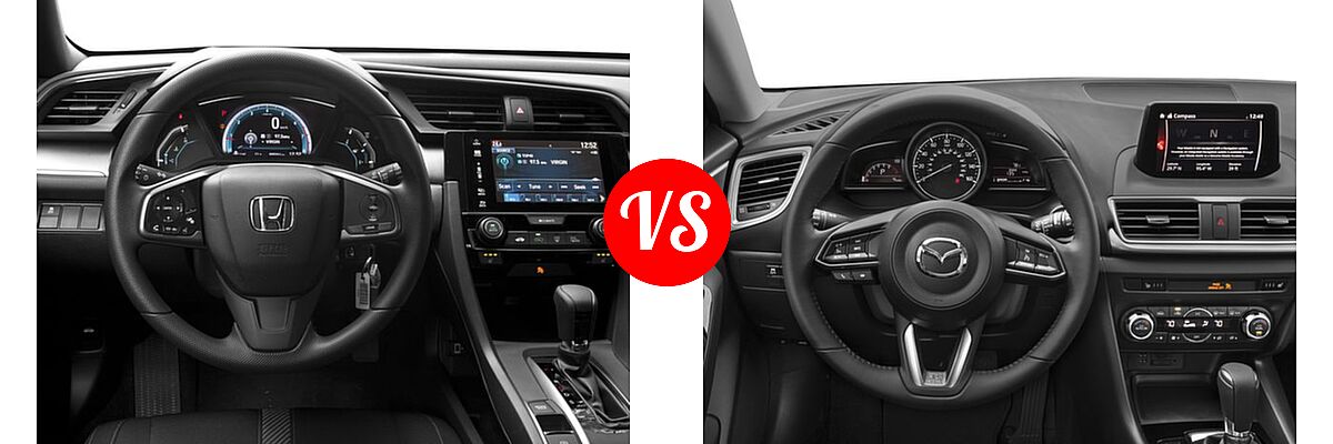 2017 Honda Civic Hatchback EX / EX-L Navi / LX vs. 2017 Mazda 3 Hatchback Touring - Dashboard Comparison