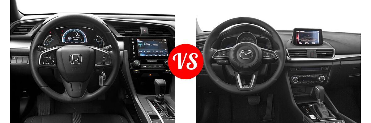 2017 Honda Civic Hatchback EX / EX-L Navi / LX vs. 2017 Mazda 3 Hatchback Touring 2.5 - Dashboard Comparison