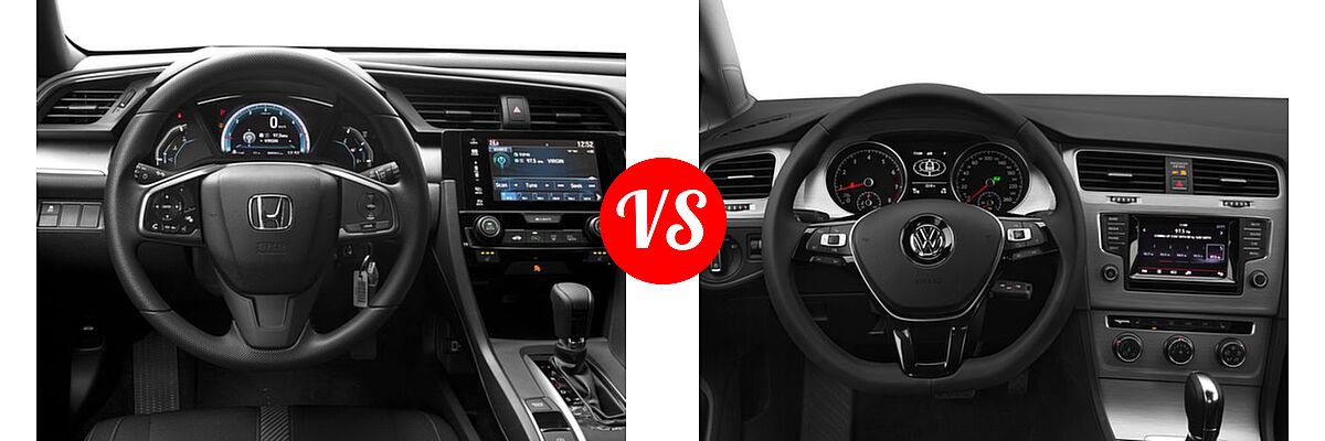 2017 Honda Civic Hatchback EX / EX-L Navi / LX vs. 2017 Volkswagen Golf Hatchback S / SE / SEL / Wolfsburg Edition - Dashboard Comparison