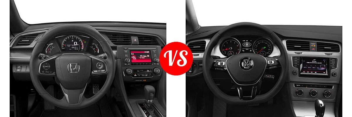 2017 Honda Civic Hatchback Sport vs. 2017 Volkswagen Golf Hatchback S / SE / SEL / Wolfsburg Edition - Dashboard Comparison