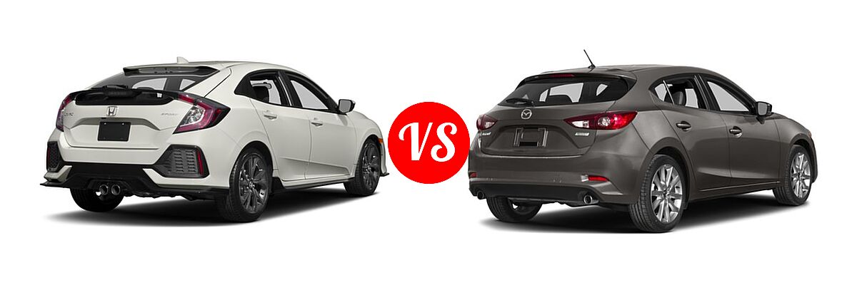 2017 Honda Civic Hatchback Sport vs. 2017 Mazda 3 Hatchback Touring 2.5 - Rear Right Comparison