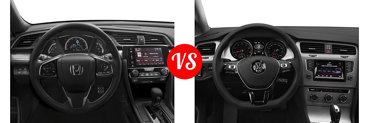 2017 Honda Civic Hatchback Sport Touring vs. 2017 Volkswagen Golf Hatchback S / SE / SEL / Wolfsburg Edition - Dashboard Comparison