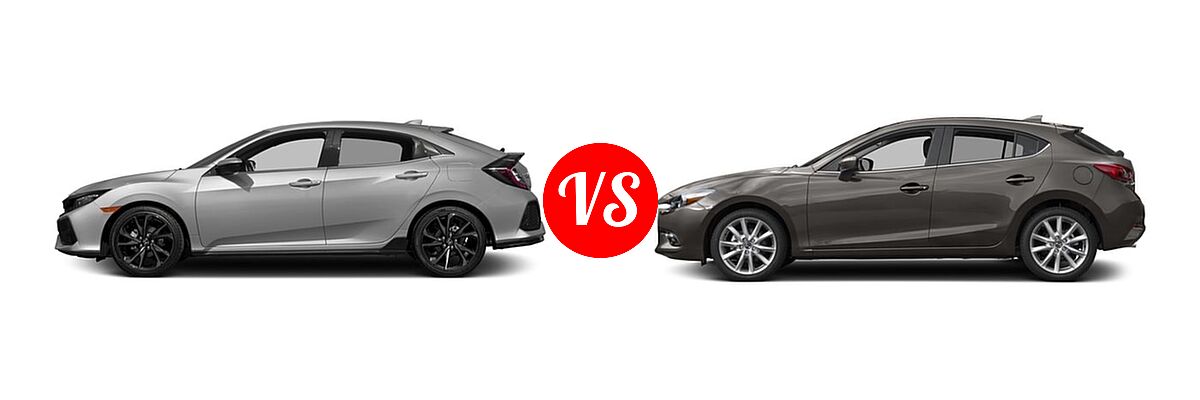 2017 Honda Civic Hatchback Sport Touring vs. 2017 Mazda 3 Hatchback Grand Touring - Side Comparison