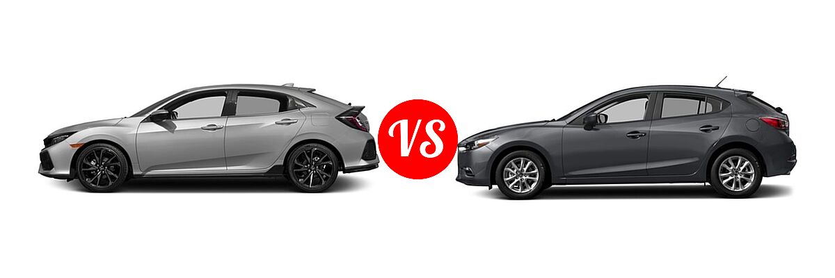 2017 Honda Civic Hatchback Sport Touring vs. 2017 Mazda 3 Hatchback Sport - Side Comparison
