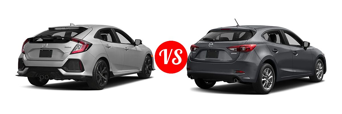 2017 Honda Civic Hatchback Sport Touring vs. 2017 Mazda 3 Hatchback Sport - Rear Right Comparison