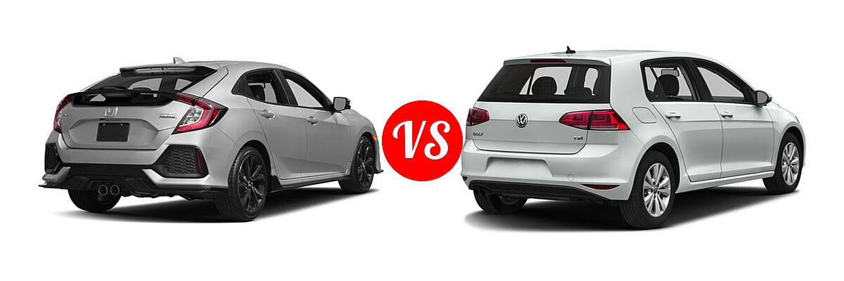 2017 Honda Civic Hatchback Sport Touring vs. 2017 Volkswagen Golf Hatchback S / SE / SEL / Wolfsburg Edition - Rear Right Comparison