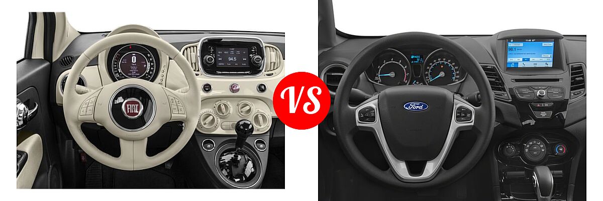 2018 FIAT 500 Hatchback Lounge / Pop vs. 2018 Ford Fiesta Hatchback S / SE - Dashboard Comparison
