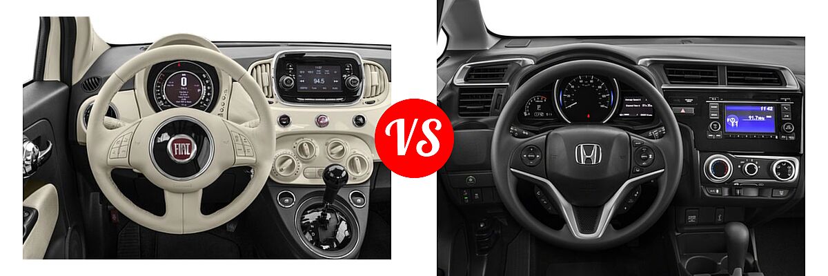 2018 FIAT 500 Hatchback Lounge / Pop vs. 2018 Honda Fit Hatchback LX - Dashboard Comparison