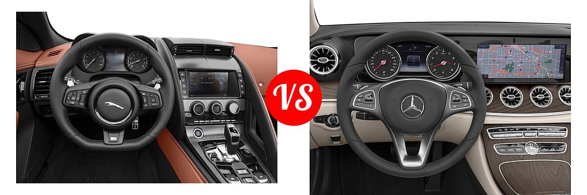 2018 Jaguar F-TYPE Convertible 400 Sport / R-Dynamic vs. 2018 Mercedes-Benz E-Class Convertible E 400 - Dashboard Comparison