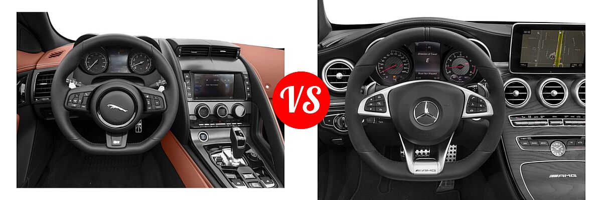 2018 Jaguar F-TYPE Convertible 400 Sport / R-Dynamic vs. 2018 Mercedes-Benz C-Class AMG C 63 Convertible AMG C 63 - Dashboard Comparison