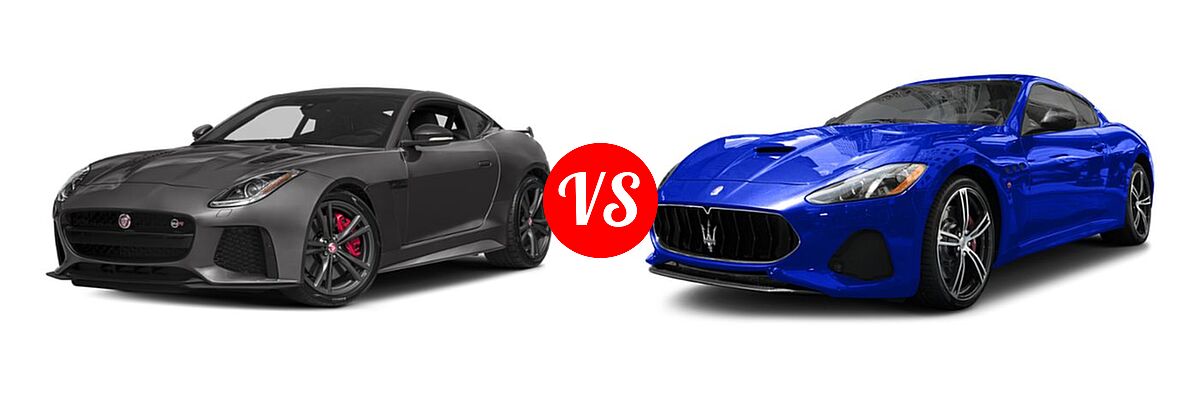 2018 Jaguar F-TYPE SVR Coupe SVR vs. 2018 Maserati GranTurismo Coupe MC / Sport - Front Left Comparison