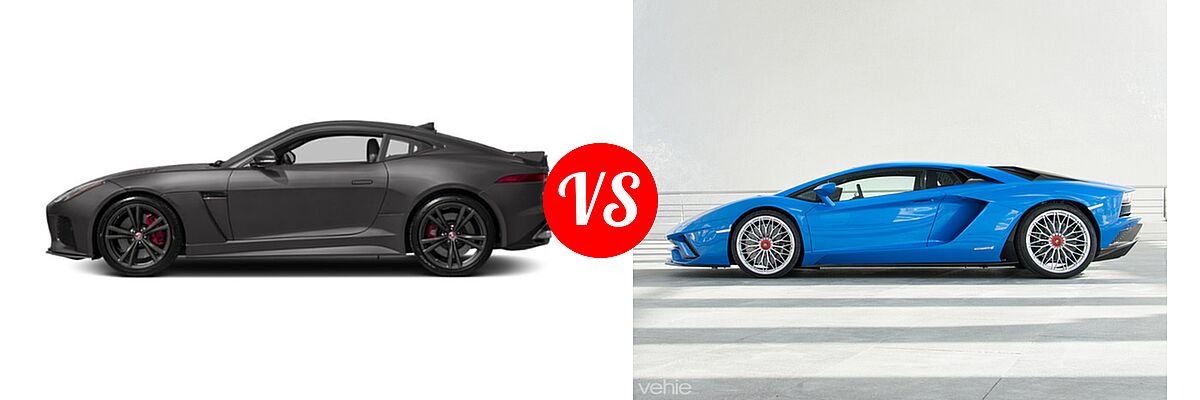 2018 Jaguar F-TYPE Coupe SVR vs. 2018 Lamborghini Aventador Coupe - Side Comparison