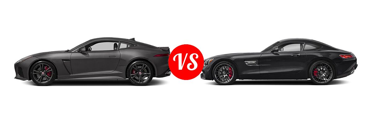 2018 Jaguar F-TYPE SVR Coupe SVR vs. 2019 Mercedes-Benz AMG GT Coupe AMG GT / AMG GT C / AMG GT R / AMG GT S - Side Comparison