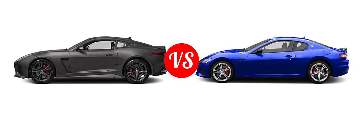 2018 Jaguar F-TYPE SVR Coupe SVR vs. 2018 Maserati GranTurismo Coupe MC / Sport - Side Comparison