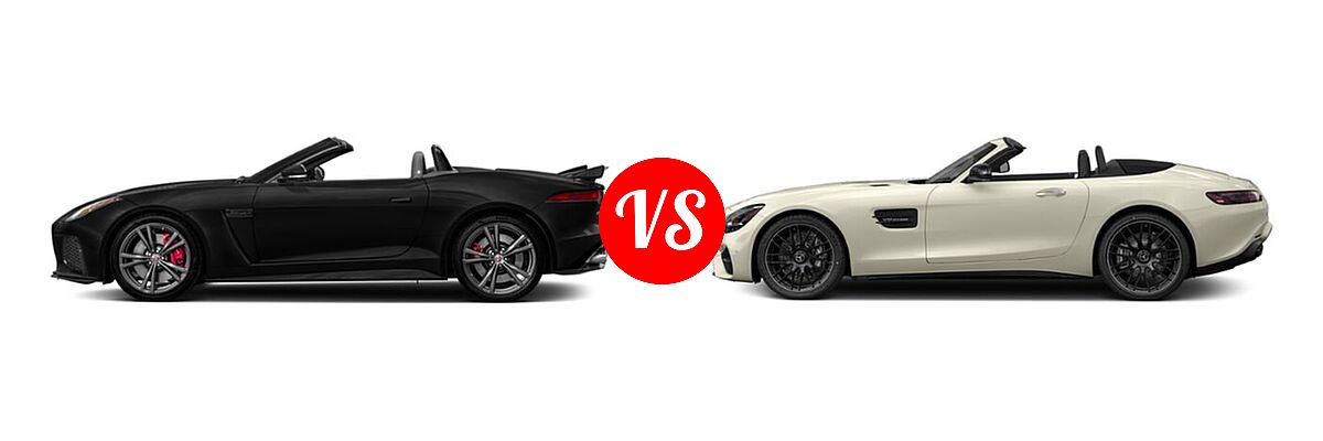2018 Jaguar F-TYPE SVR Convertible SVR vs. 2021 Mercedes-Benz AMG GT Convertible AMG GT / AMG GT C - Side Comparison