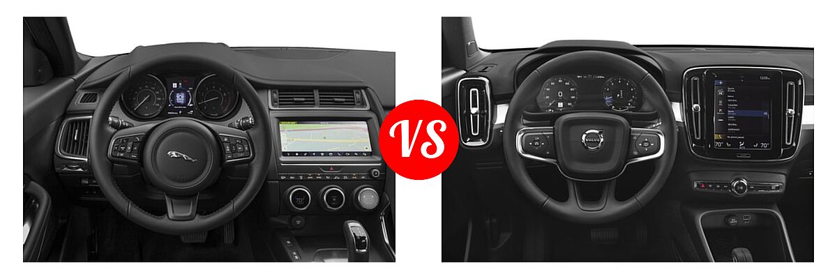 2019 Jaguar E-PACE SUV P250 AWD / R-Dynamic HSE / R-Dynamic S / R-Dynamic SE / S / SE vs. 2019 Volvo XC40 SUV Momentum / R-Design - Dashboard Comparison
