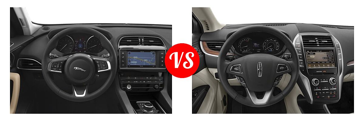 2019 Jaguar F-PACE SUV 25t / 25t Premium / 25t Prestige vs. 2019 Lincoln MKC SUV Black Label / FWD / Reserve / Select / Standard - Dashboard Comparison