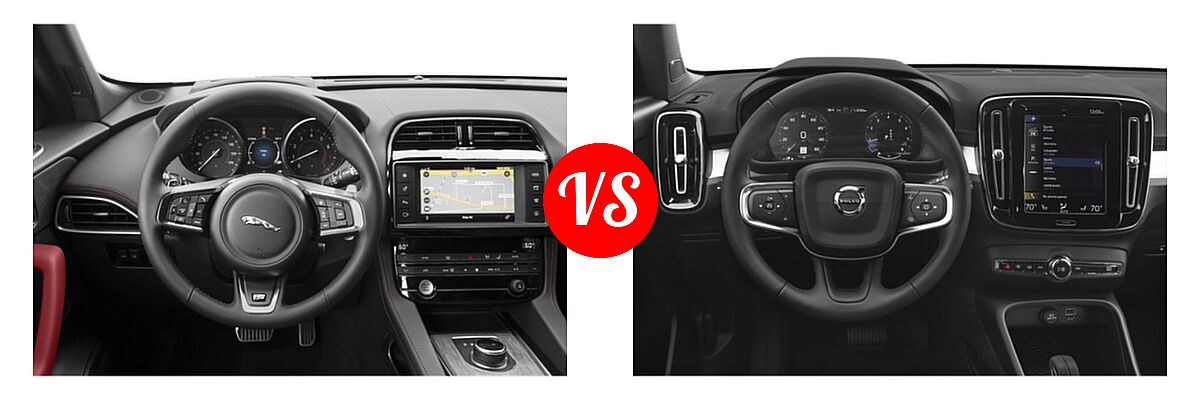 2019 Jaguar F-PACE SVR SUV SVR vs. 2019 Volvo XC40 SUV Momentum / R-Design - Dashboard Comparison