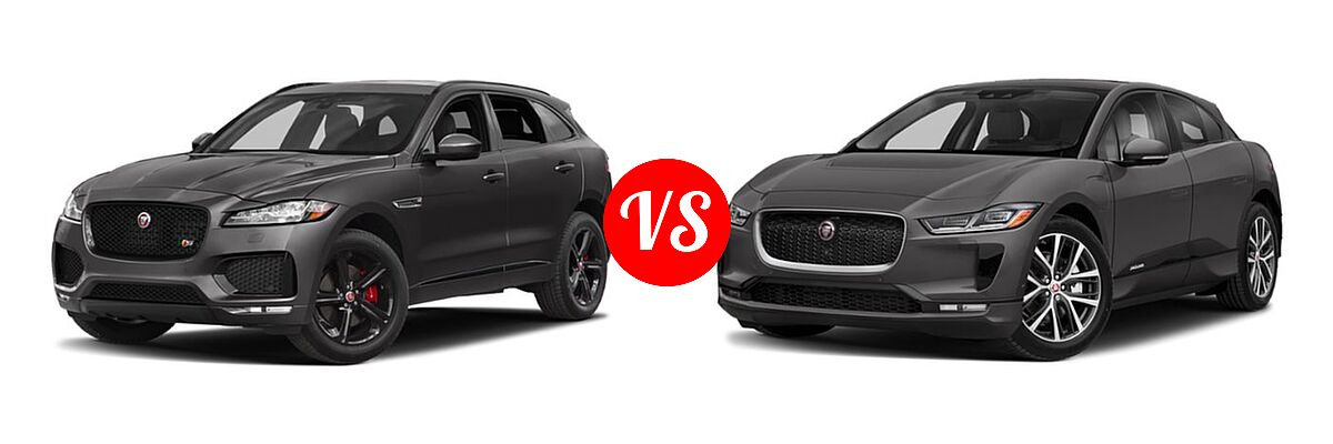 2019 Jaguar F-PACE SVR SUV SVR vs. 2019 Jaguar I-PACE SUV Electric First Edition / HSE / S / SE - Front Left Comparison