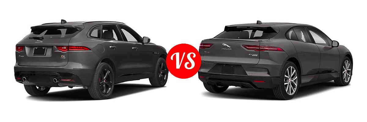 2019 Jaguar F-PACE SVR SUV SVR vs. 2019 Jaguar I-PACE SUV Electric First Edition / HSE / S / SE - Rear Right Comparison