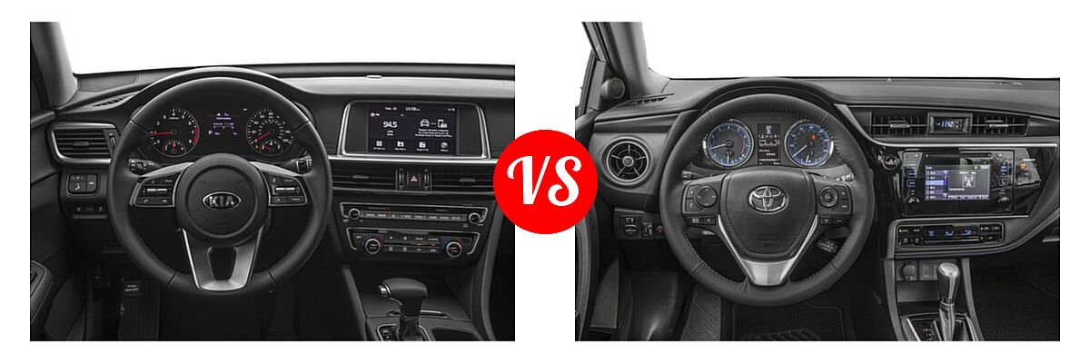 2019 Kia Optima Sedan LX / S vs. 2019 Toyota Corolla Sedan L / LE / LE Eco / LE Eco w/Premium Package / XLE - Dashboard Comparison