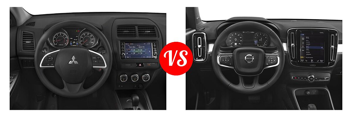 2019 Mitsubishi Eclipse Cross SUV ES 2.0 / GT 2.4 / LE 2.0 / SE 2.0 vs. 2019 Volvo XC40 SUV Momentum / R-Design - Dashboard Comparison