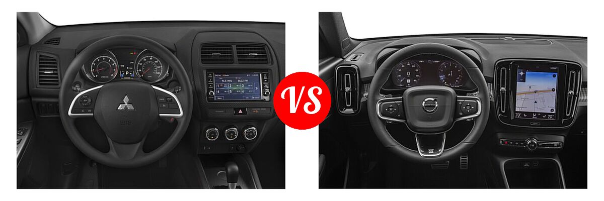 2019 Mitsubishi Eclipse Cross SUV ES 2.0 / GT 2.4 / LE 2.0 / SE 2.0 vs. 2019 Volvo XC40 SUV R-Design - Dashboard Comparison