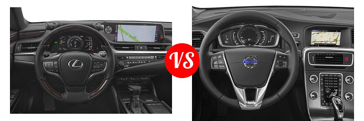 2019 Lexus ES 300h Sedan Hybrid ES 300h / ES 300h Luxury / ES 300h Ultra Luxury vs. 2018 Volvo S60 Cross Country Sedan T5 AWD - Dashboard Comparison