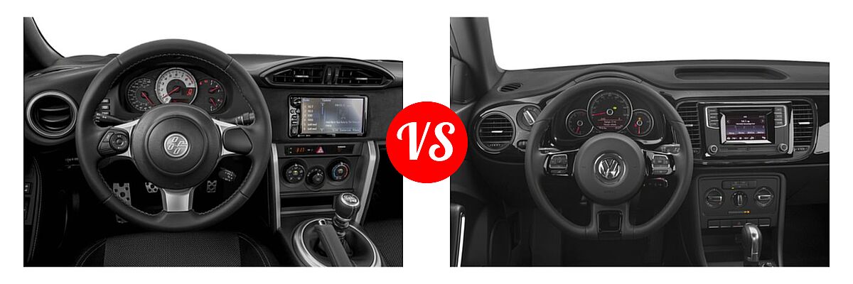 2019 Toyota 86 Coupe Auto (Natl) / GT / Manual (Natl) / TRD SE vs. 2019 Volkswagen Beetle Coupe Final Edition SE / S / SE - Dashboard Comparison