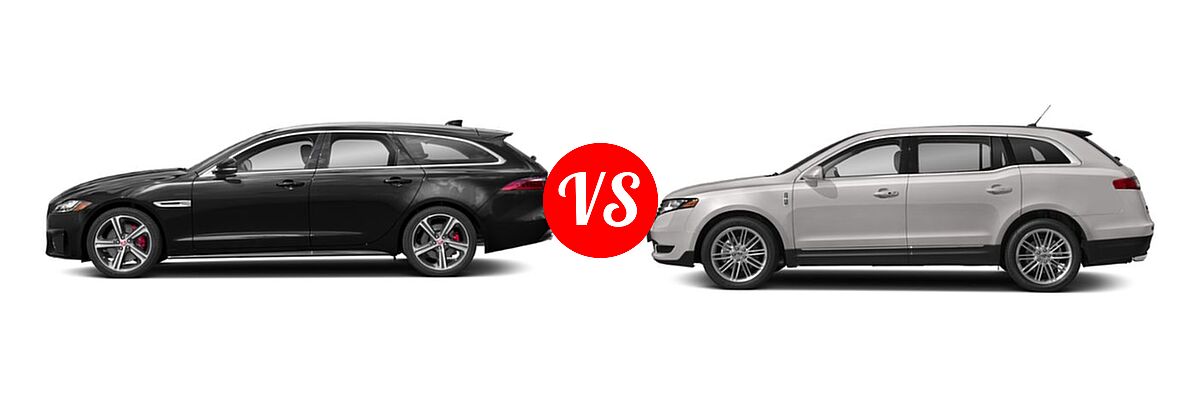 2019 Jaguar XF Wagon Prestige / S vs. 2019 Lincoln MKT Wagon Reserve / Standard - Side Comparison