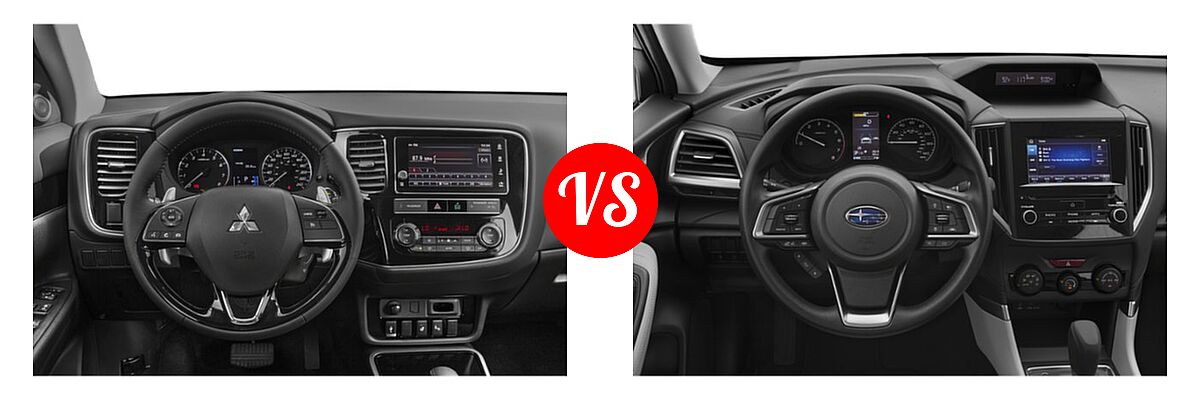 2019 Mitsubishi Outlander SUV ES / GT / SE / SEL vs. 2019 Subaru Forester SUV 2.5i / Limited / Premium / Sport / Touring - Dashboard Comparison