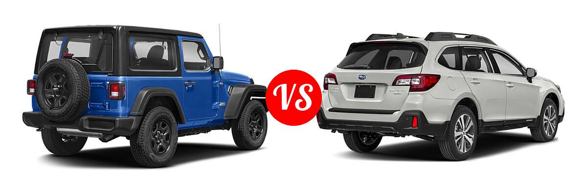 2019 Jeep Wrangler SUV Rubicon / Sport / Sport S vs. 2019 Subaru Outback SUV 2.5i - Rear Right Comparison