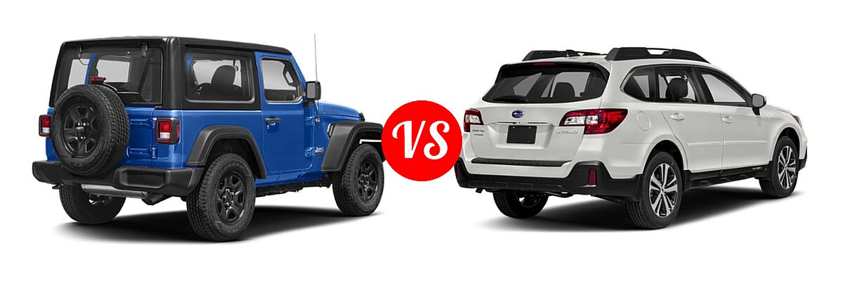 2019 Jeep Wrangler SUV Rubicon / Sport / Sport S vs. 2019 Subaru Outback SUV Premium / Touring - Rear Right Comparison