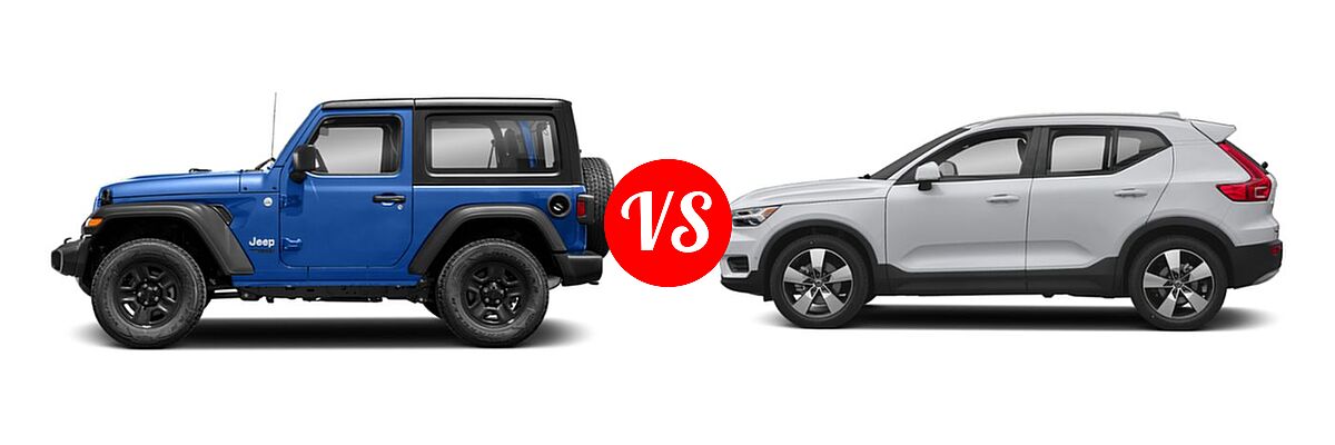 2019 Jeep Wrangler SUV Rubicon / Sport / Sport S vs. 2019 Volvo XC40 SUV Momentum / R-Design - Side Comparison
