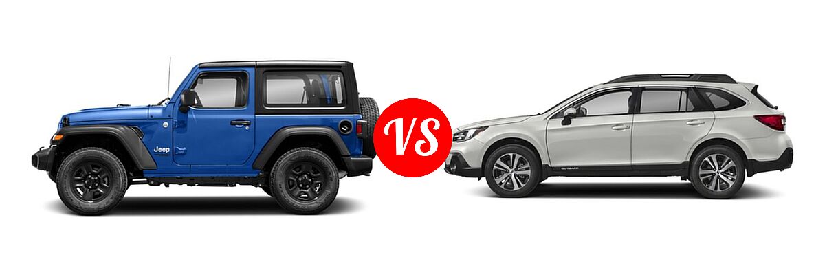 2019 Jeep Wrangler SUV Rubicon / Sport / Sport S vs. 2019 Subaru Outback SUV 2.5i - Side Comparison