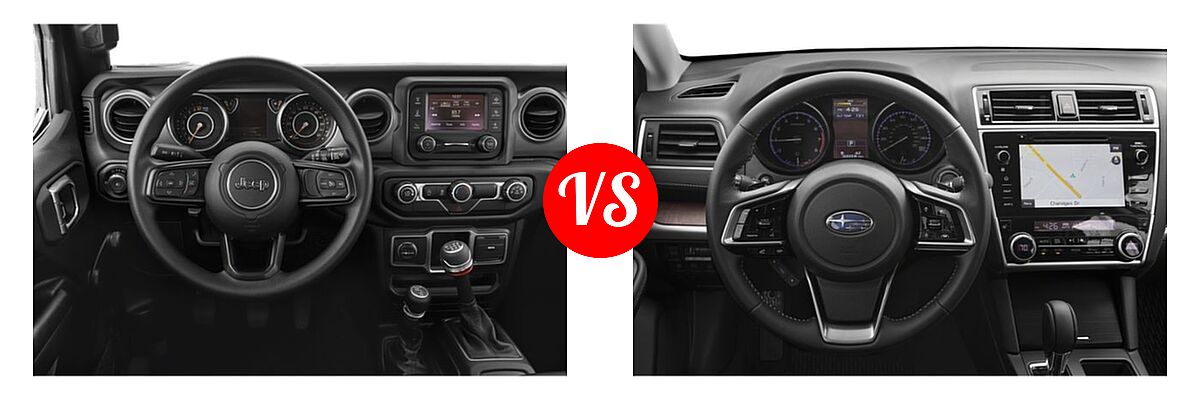 2019 Jeep Wrangler SUV Rubicon / Sport / Sport S vs. 2019 Subaru Outback SUV 2.5i - Dashboard Comparison