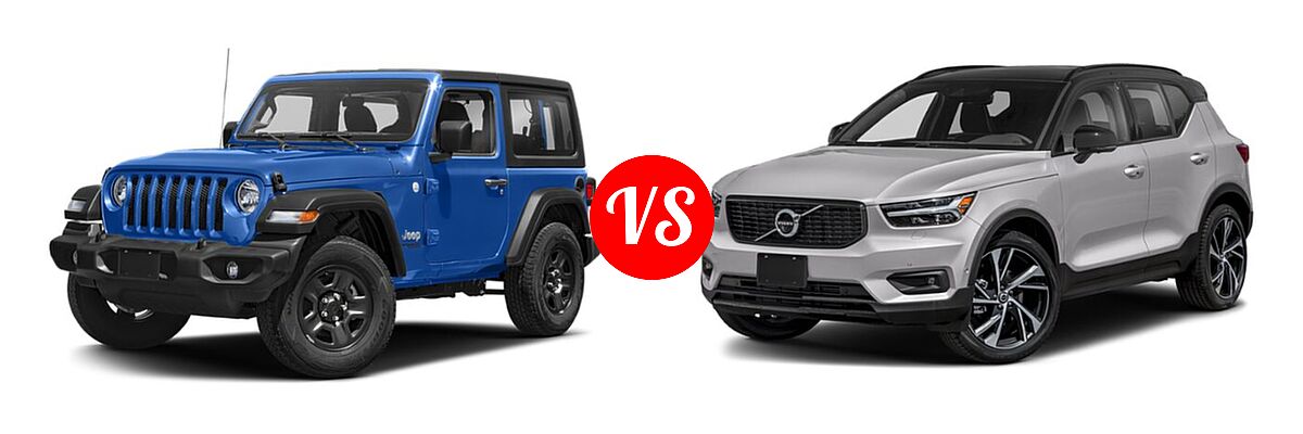 2019 Jeep Wrangler SUV Rubicon / Sport / Sport S vs. 2019 Volvo XC40 SUV R-Design - Front Left Comparison