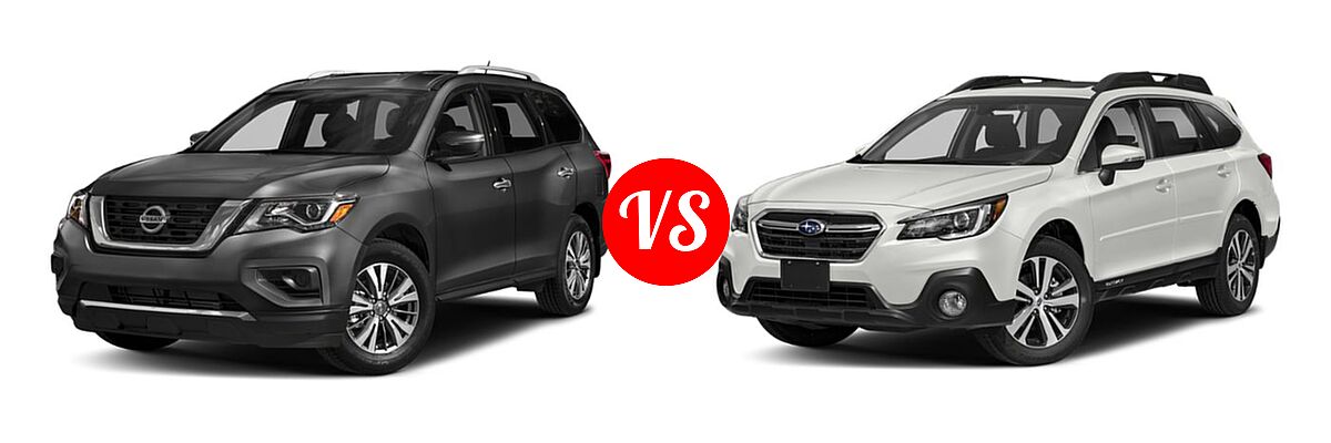 2019 Nissan Pathfinder SUV S vs. 2019 Subaru Outback SUV Premium / Touring - Front Left Comparison