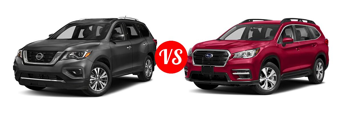 2019 Nissan Pathfinder SUV S vs. 2019 Subaru Ascent SUV 2.4T 8-Passenger / Limited / Premium / Touring - Front Left Comparison
