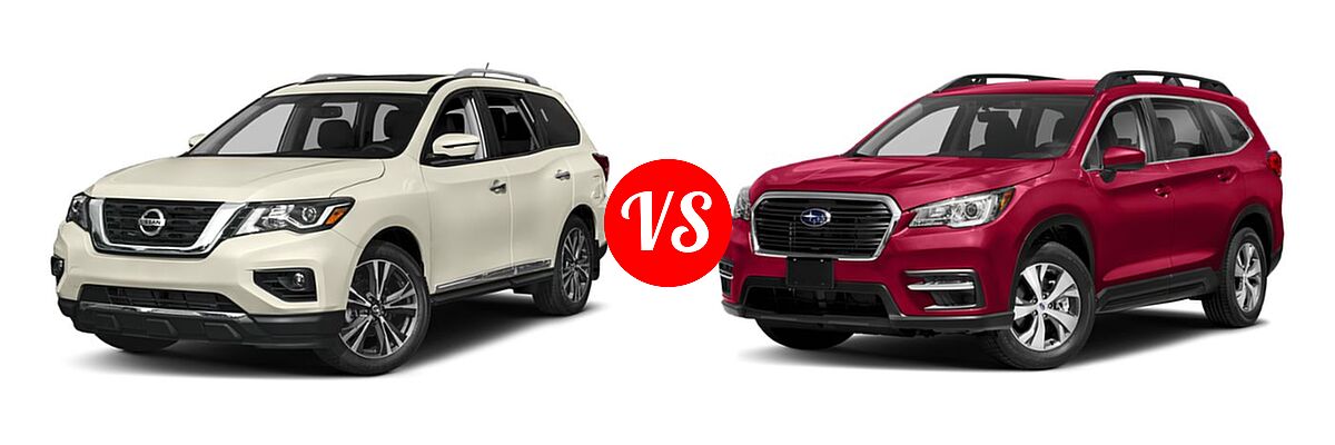 2019 Nissan Pathfinder SUV SL / SV vs. 2019 Subaru Ascent SUV 2.4T 8-Passenger / Limited / Premium / Touring - Front Left Comparison