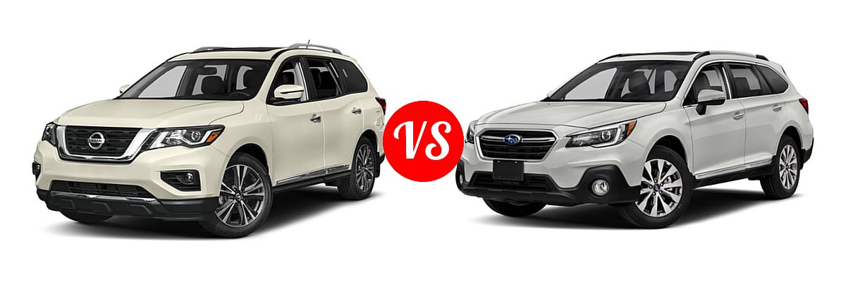 2019 Nissan Pathfinder SUV SL / SV vs. 2019 Subaru Outback SUV Touring - Front Left Comparison