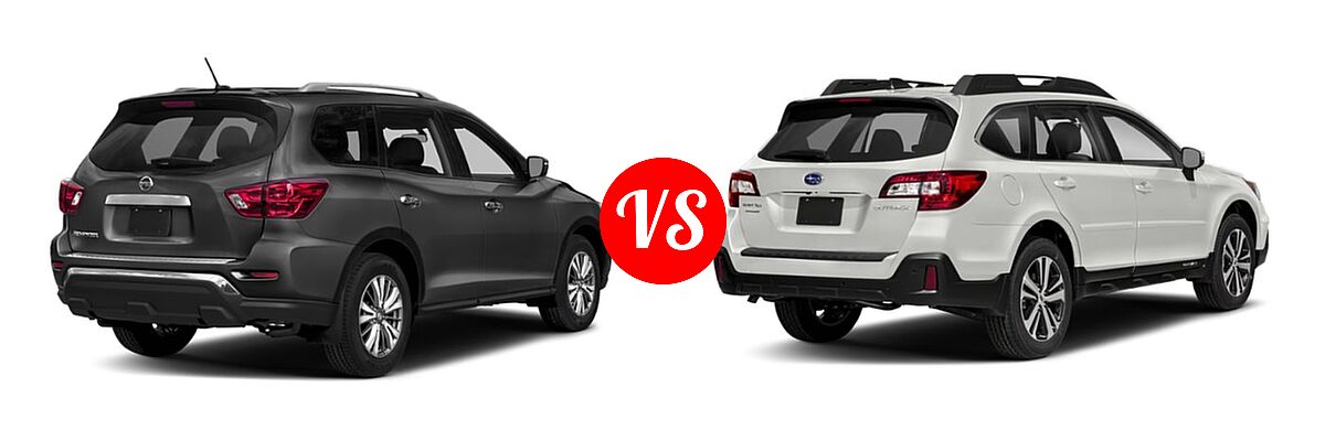 2019 Nissan Pathfinder SUV S vs. 2019 Subaru Outback SUV Premium / Touring - Rear Right Comparison