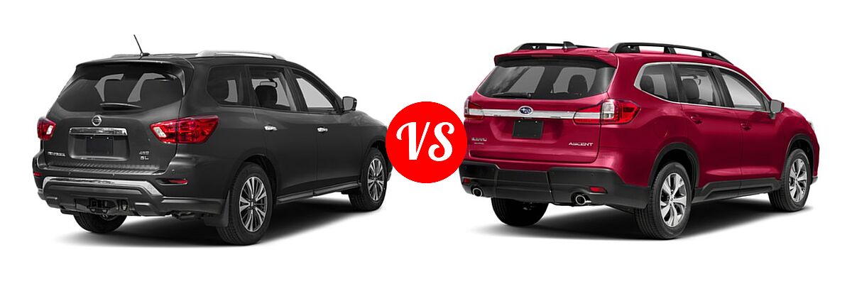 2019 Nissan Pathfinder SUV SL / SV vs. 2019 Subaru Ascent SUV 2.4T 8-Passenger / Limited / Premium / Touring - Rear Right Comparison