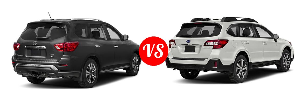 2019 Nissan Pathfinder SUV SL / SV vs. 2019 Subaru Outback SUV Limited - Rear Right Comparison