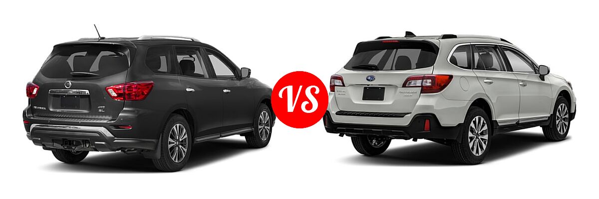 2019 Nissan Pathfinder SUV SL / SV vs. 2019 Subaru Outback SUV Touring - Rear Right Comparison