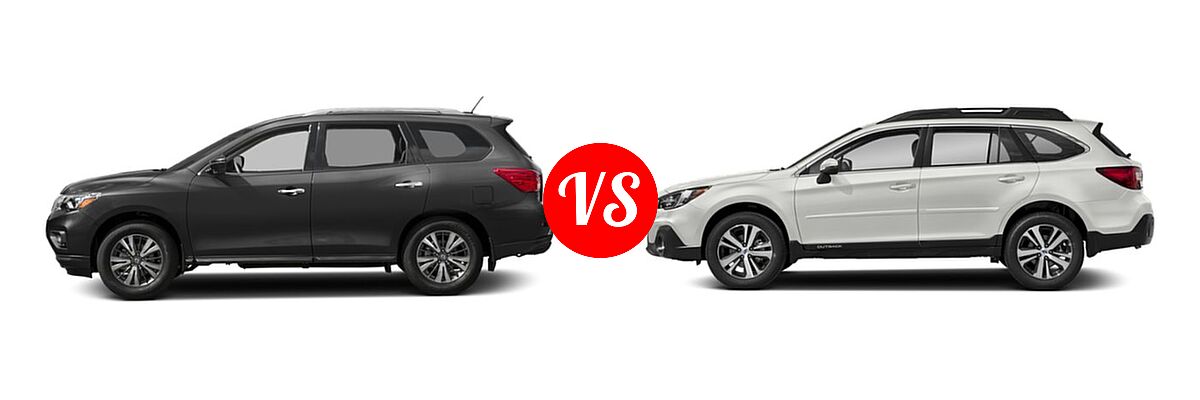 2019 Nissan Pathfinder SUV SL / SV vs. 2019 Subaru Outback SUV Premium / Touring - Side Comparison