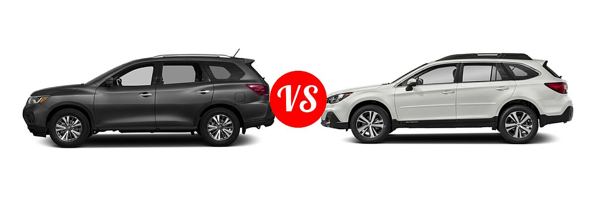 2019 Nissan Pathfinder SUV S vs. 2019 Subaru Outback SUV Premium / Touring - Side Comparison